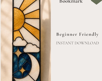 Sun & Moon Stained Glass Bookmark Pattern - Instant Download