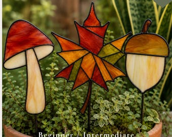 Woodland Stained Glass Plant Stakes Pattern - Instant Download