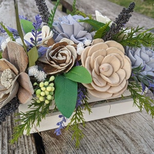 Mother&#39;s Day Wood Flower Small Centerpiece/Lavender Balsa Sola Wood Decor/Forever Wooden Flowers arrangement/Purple Sola Wood Accent bouquet