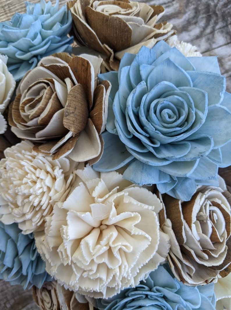 Mother's Day flowers/Natural Sola Wood Centerpiece/Blue Arrangement/Beach Flower Bouquet/Sola Wood Beach Sola Centerpiece/Blue Sola Wood image 3