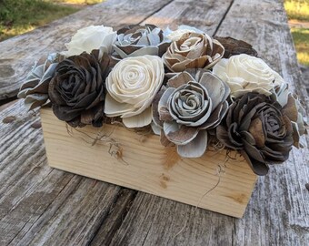 Mother's Day flowers/Natural Sola Wood Centerpiece/BlueArrangement/Farmhouse Centerpiece/Sola Wood Arrangement/Neutral Color Scheme Flowers/