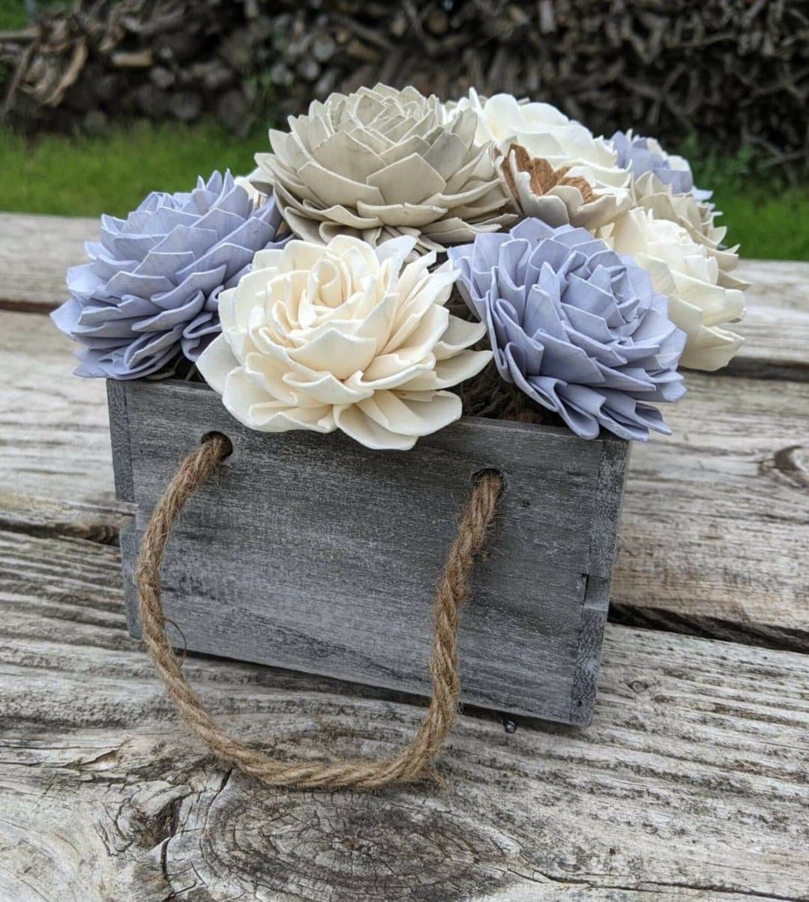 Purple Sola Wood Flower Basket/sola Wood Centerpiece/farmhouse Etsy
