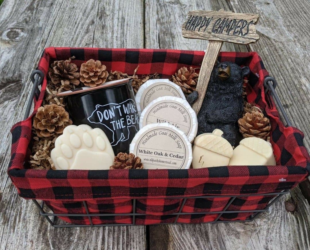 Father's Day Bear Gift Basket/goat Milk Soap Gift Basket/rustic