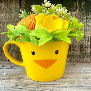Mother&#39;s Day Sola Wood Flower arrangement/wood flowers centerpiece/chicken mom gift/yellow and orange flower decor