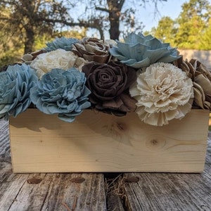 Mother's Day flowers/Natural Sola Wood Centerpiece/Blue Arrangement/Beach Flower Bouquet/Sola Wood Beach Sola Centerpiece/Blue Sola Wood image 5