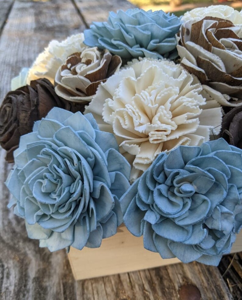 Mother's Day flowers/Natural Sola Wood Centerpiece/Blue Arrangement/Beach Flower Bouquet/Sola Wood Beach Sola Centerpiece/Blue Sola Wood image 4