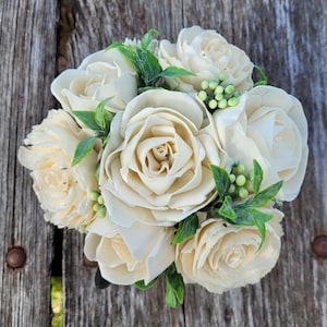 Mother&#39;s Day Sola Wood Flower arrangement/wood flowers centerpiece/dog mom gift/ ivory flower decor