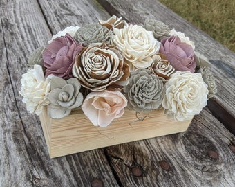 Mother's Day flowers /Grey Pink Sola Wood Centerpiece/Boho Flower Arrangement/Dusty Rose Balsa Flowers/Sola Wood Arrangement/Mauve and Gray