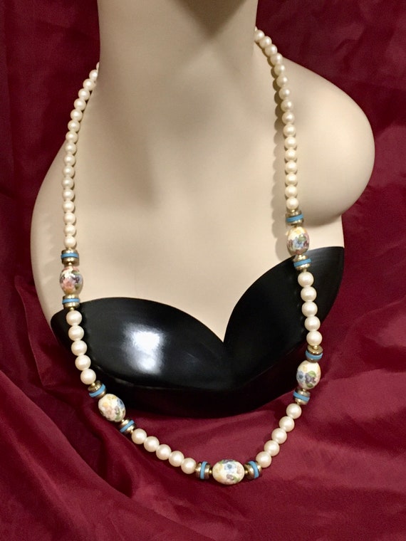 Vintage Necklace & Earring Set, 70's Jewelry, Porc