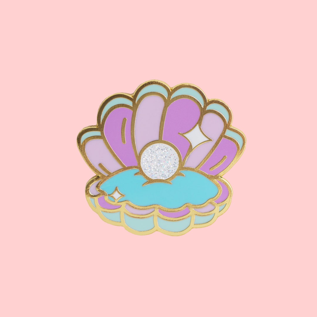 Shiny Pearl Clam Hard Enamel Pin | Enamel Pins | Rainbow Pins | Alloy ...