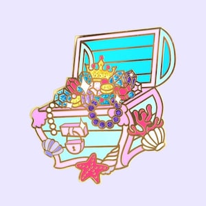 Treasure Chest Hard Enamel Pin | Enamel Pins | Rainbow Pins | Alloy Pins | Cute Pin | Cartoon Pins | Limited Edition | Jewels | Glitter