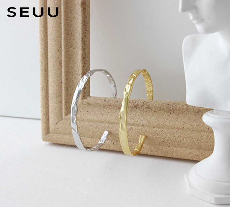 Irregular Concave and Convex White Gold and Gold Bracelets Minimalist Gold Plated Bracelets Fashionable Bracelets Silver Bracelets