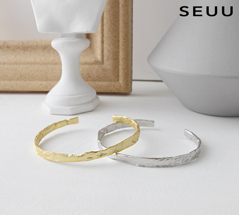 Irregular Concave and Convex White Gold and Gold Bracelets Minimalist Gold Plated Bracelets Fashionable Bracelets Silver Bracelets
