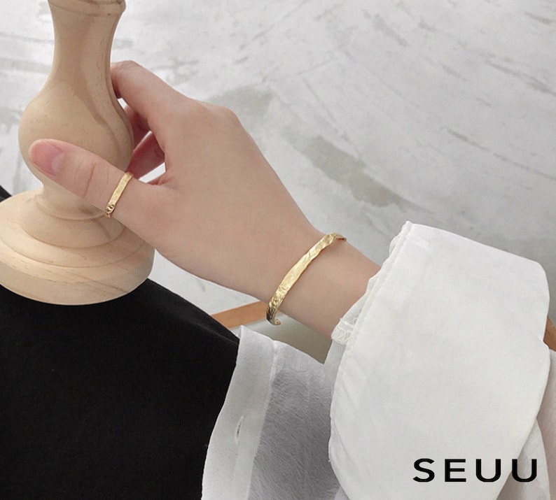 Irregular Concave and Convex White Gold and Gold Bracelets Minimalist Gold Plated Bracelets Fashionable Bracelets Silver Bracelets