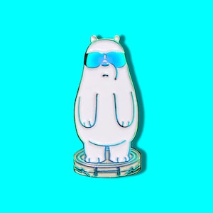 We Bare Bears Ice Bear Roomba Soft Enamel Pin | Enamel Pins | Rainbow Pins | Cute | Cartoon | Anime Pins | Ice Bear Pins | Grizz | Pan-Pan