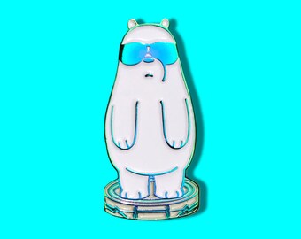 We Bare Bears Ice Bear Roomba Soft Enamel Pin | Enamel Pins | Rainbow Pins | Cute | Cartoon | Anime Pins | Ice Bear Pins | Grizz | Pan-Pan