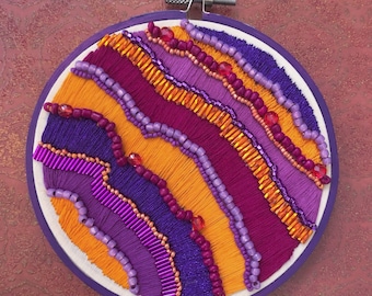 Abstract Jewel Toned Embroidery Piece - Dreaming of Far Away Lands.