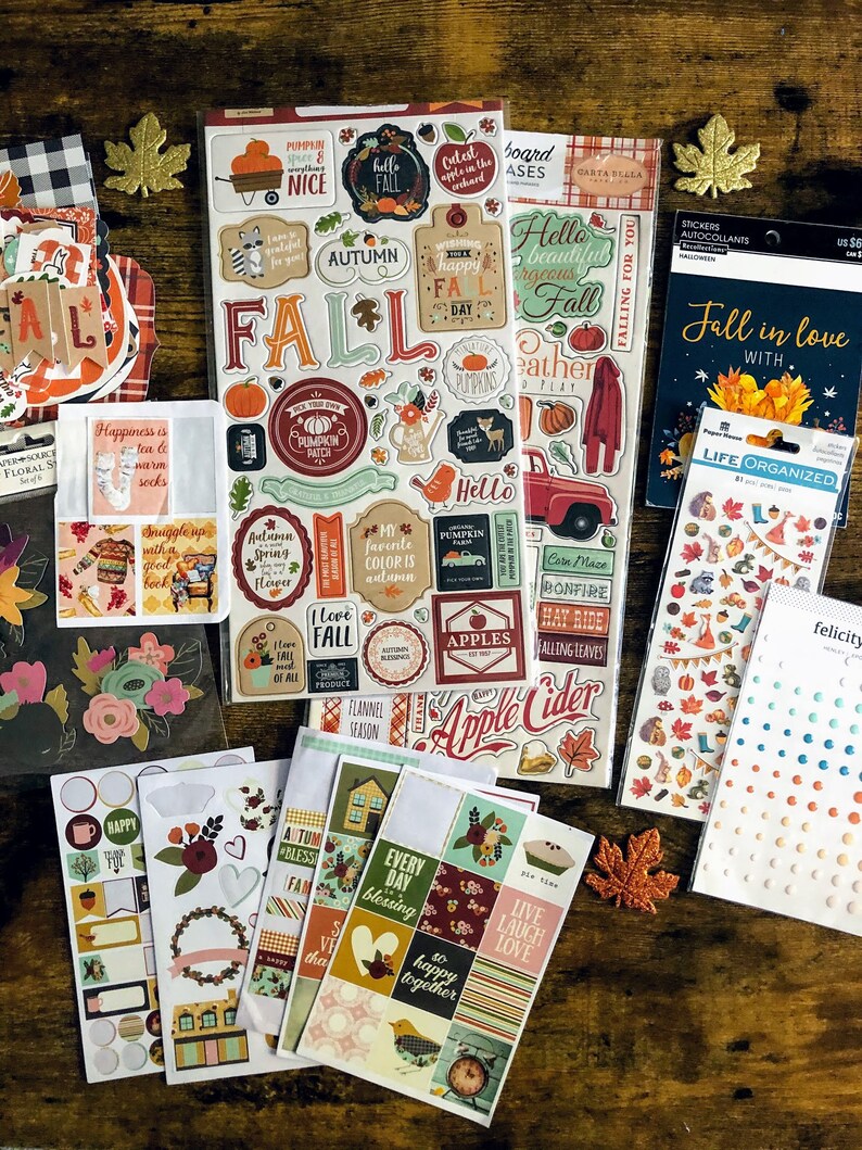 Autumn Journal Supplies in Shades of Orange and Blue