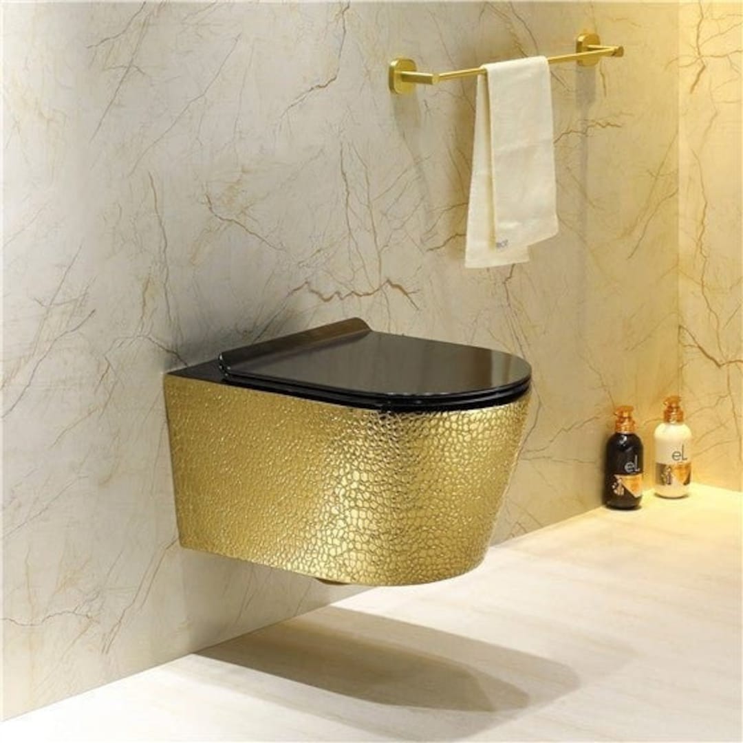 Inart Luxury Elongated Wallmount Toilet Rimless Flushing Ceramic Seat