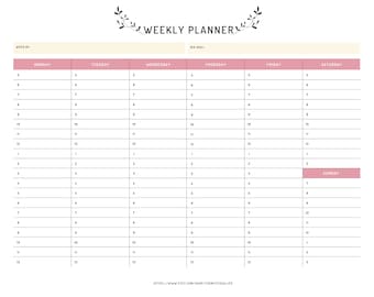 Planificador Semanal, Horario Semanal, Planificador Imprimible, Organizador Semanal, Planificador Escolar, Lista de Tareas, Planificador Imprimible - Tamaños A4 y Carta