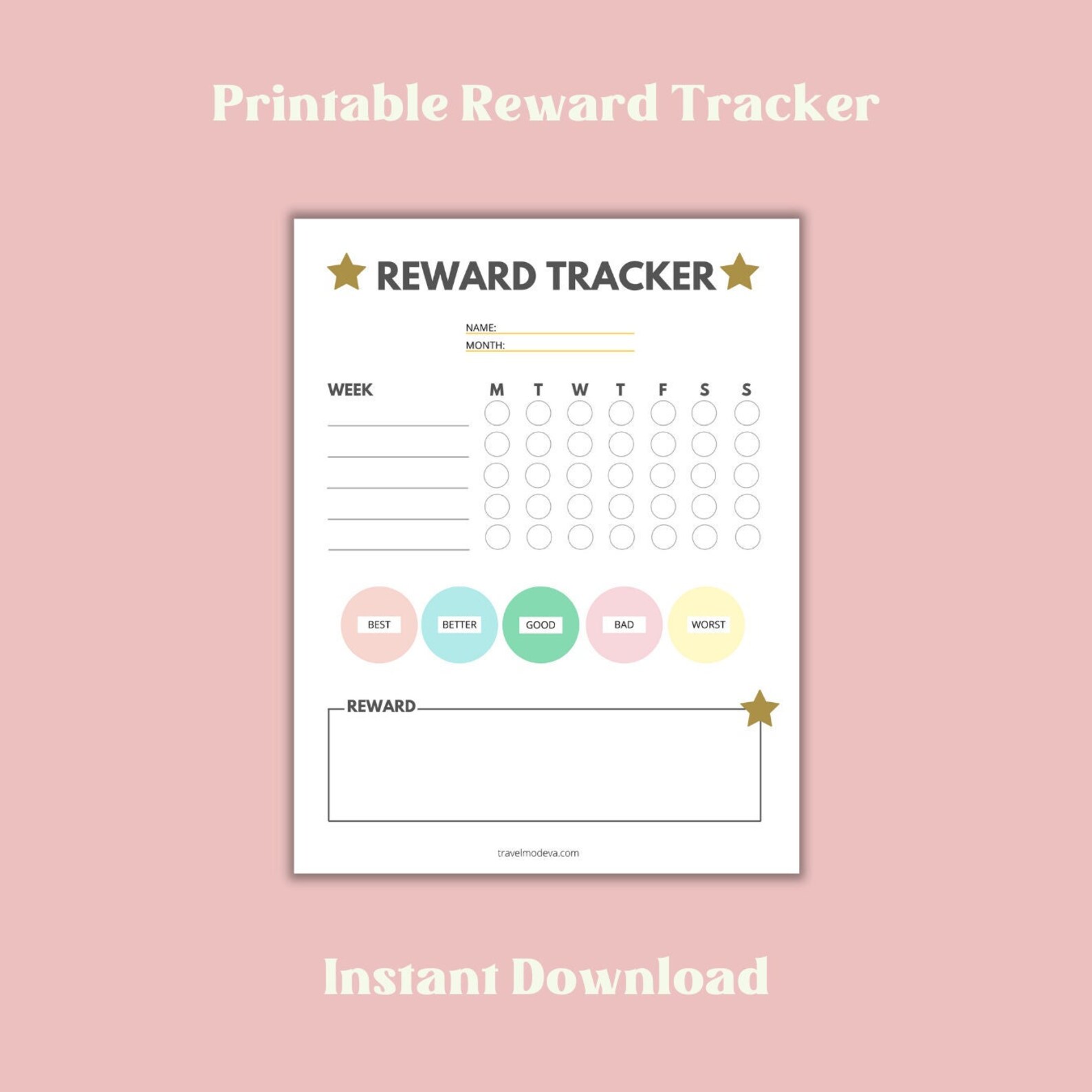 Printable Reward Tracker - Daily Weekly Routine Reward System for ...