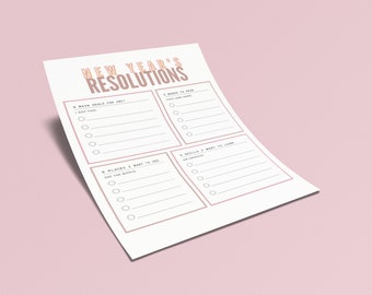 New Year's Resolution Printable - Goal Sheet - New Year Goal Tracker