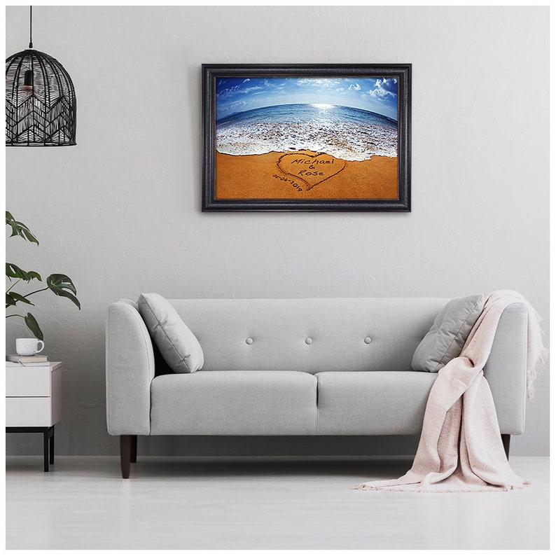Sand Writing Personalized Art Canvas Prints or Framed Art Gift ...