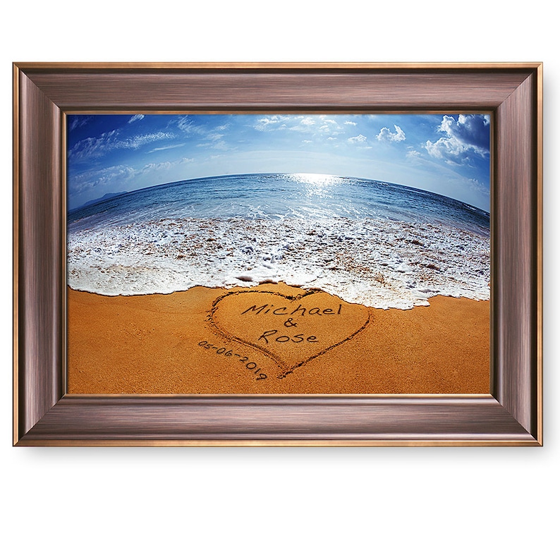 Sand Writing Personalized Art Canvas Prints or Framed Art Gift ...