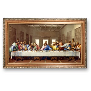 The Last Supper by Leonardo Da Vinci The World Classic Art Reproductions Wall Art for Home Decor Italy Style Luxurious Gold Embossing Frame