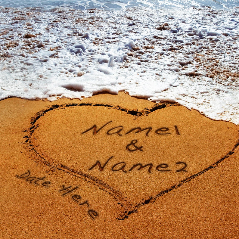 Sand Writing Personalized Art Canvas Prints or Framed Art Gift ...