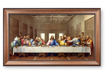 The Last Supper by Leonardo Da Vinci The World Classic Art Reproductions Giclee Prints Wall Art for Home Decor Bronze with Black lip Frame