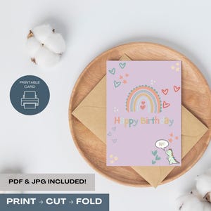 Cartão de Feliz Aniversário Cartão de Aniversário Divertido Corações Arco-íris Mágico Menina Filha Amiga 5x7 IMPRESSÃO DIGITAL Download Instantâneo