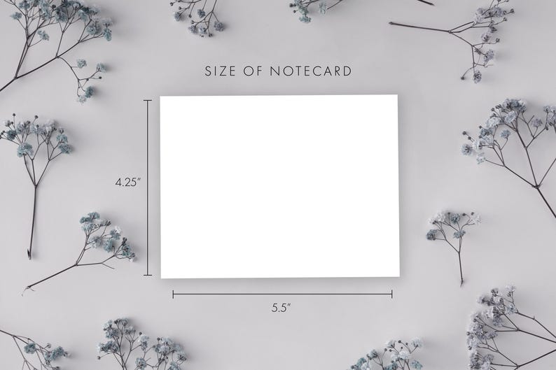 Real Size Note Card Green Floral Personalized Notecard Set: Elegant Stationery Cards - Etsy