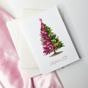 Cartão de saudação de árvore de Natal em aquarela inspirada em Wicked Digital | Cartão de Natal | Árvore de aquarela minimalista