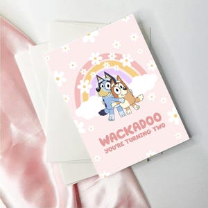 Bluey & Bingo-Inspired Watercolor Birthday Card | Kids Party Card | Minimalist Bluey Design | Whimsical Birthday Magic