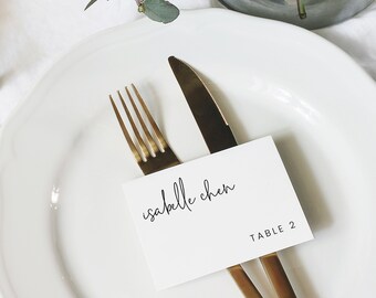 Place Cards Template - Modern Minimalist  |  DIY Printable Wedding Place Cards, Modern Wedding Escort Cards, Custom Calligraphy Name Cards