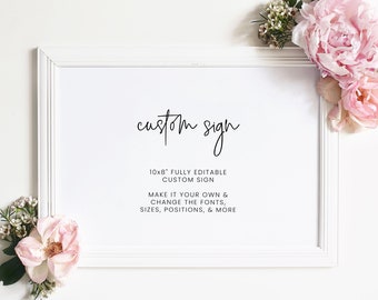 Custom Wedding Sign Template - Modern Minimalist  |  Modern Wedding Hashtag Sign, Printable Personalized Signage, Editable Custom Quote Sign