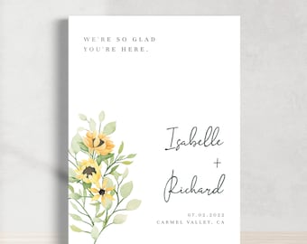 Welcome Sign Template - Sunflower  |  Rustic Wedding Welcome Sign, Printable Wedding Signage, Custom Welcome Poster, Instant Download