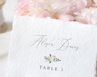 Place Cards Template - Blushing Blooms  |  Instant Download, Printable Wedding Name Cards, Blush Wedding Escort Card, Flat and Tent Folded