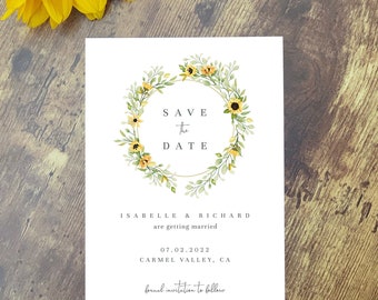 Sunflower Save the Date Template  |  Rustic Wedding Save the Date, Printable Sunflower Wedding Invitation, DIY Editable Invite