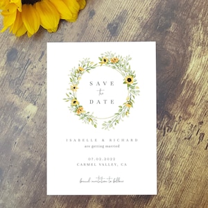 Sunflower Save the Date Template Rustic Wedding Save the Date, Printable Sunflower Wedding Invitation, DIY Editable Invite image 1