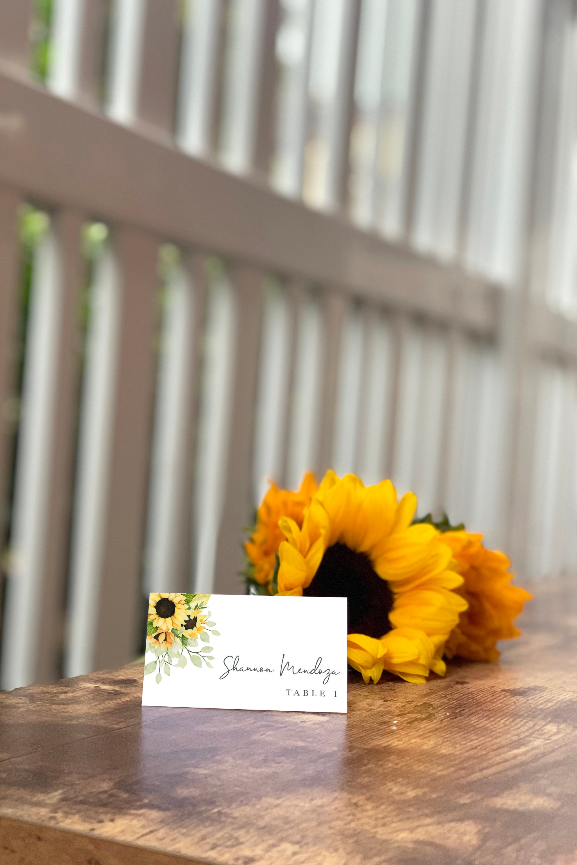 Place Cards Template Sunflower Rustic Wedding Name Cards, Printable ...
