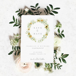 Sunflower Save the Date Template Rustic Wedding Save the Date, Printable Sunflower Wedding Invitation, DIY Editable Invite image 5