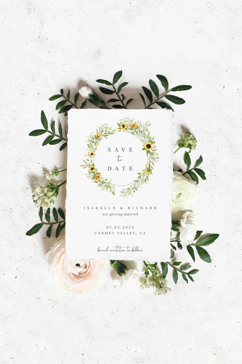 Sunflower Save the Date Template Rustic Wedding Save the Date, Printable Sunflower Wedding Invitation, DIY Editable Invite image 5
