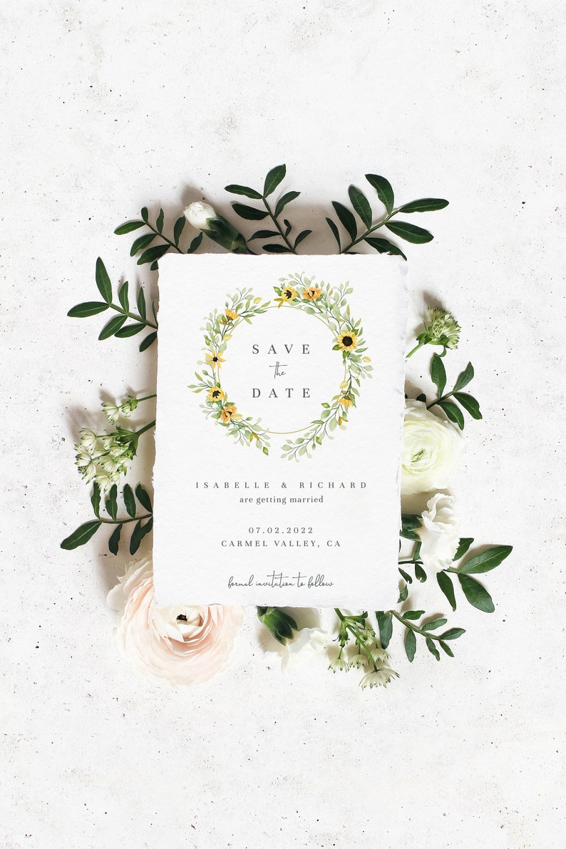 Sunflower Save the Date Template Rustic Wedding Save the - Etsy