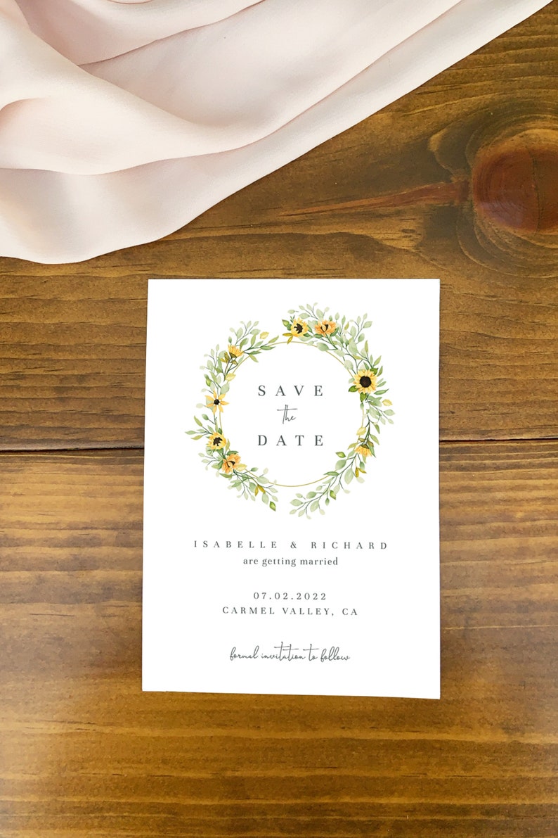 Sunflower Save the Date Template Rustic Wedding Save the - Etsy