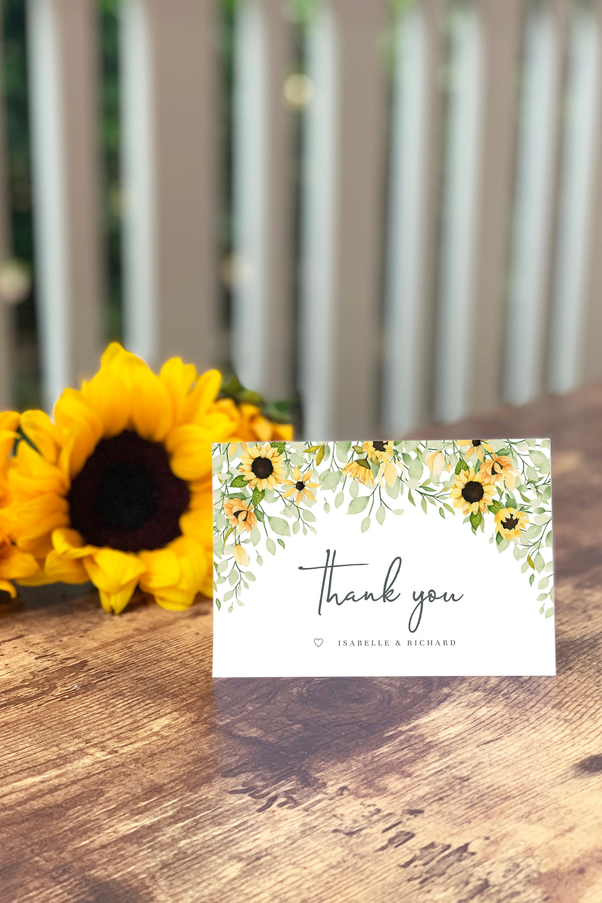 Thank You Card Template - Sunflower | Rustic Wedding Thank You Cards ...