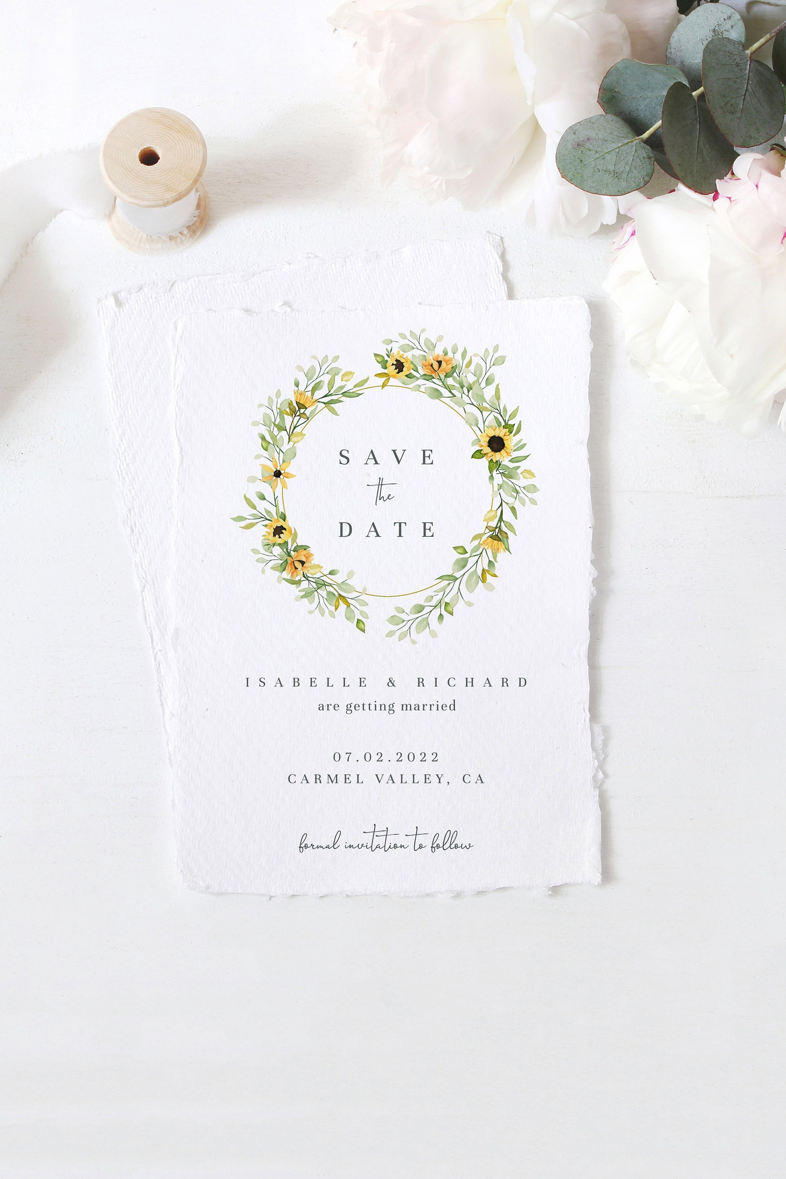 Sunflower Save the Date Template Rustic Wedding Save the - Etsy