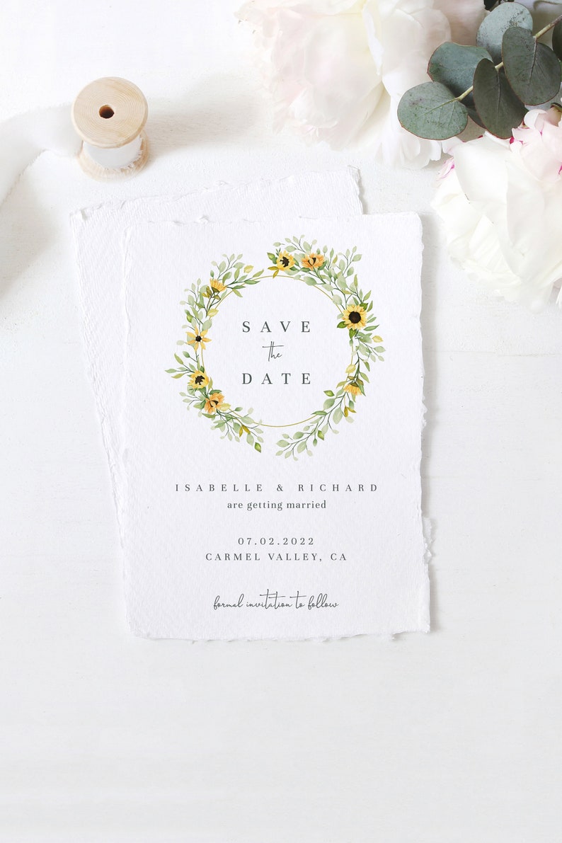 Sunflower Save the Date Template Rustic Wedding Save the Date, Printable Sunflower Wedding Invitation, DIY Editable Invite image 4