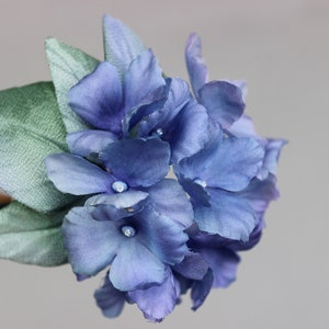 Blue Hydrangea Flower Brooch, Wedding Gift for Bride from Mom, Something Blue Keepsake, Realistic Silk Brooch, Unique Handmade Floral Pin